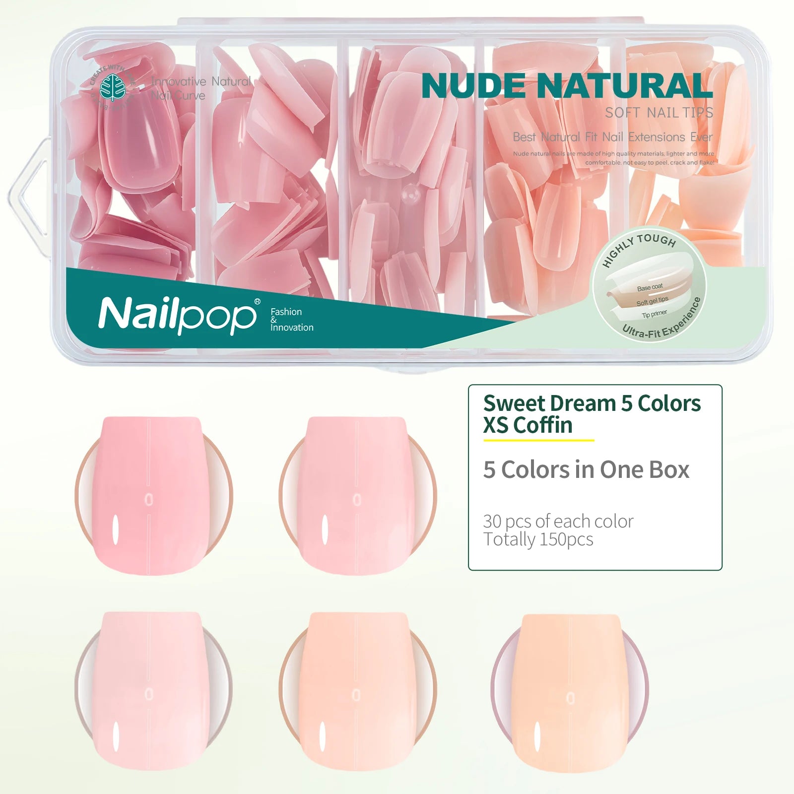 Sweet Dream 5-Colors 4-Shapes Nail Tips