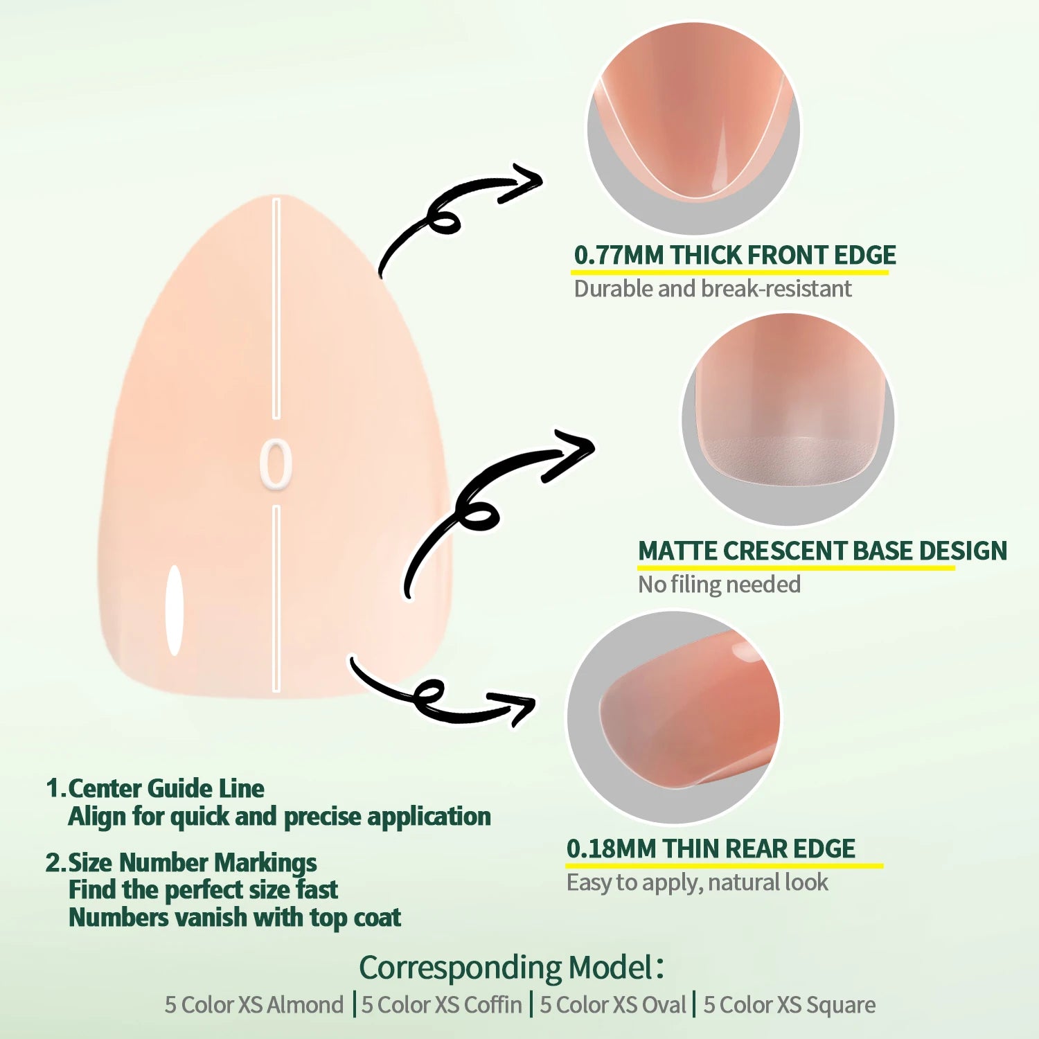Sweet Dream 5-Colors 4-Shapes Nail Tips