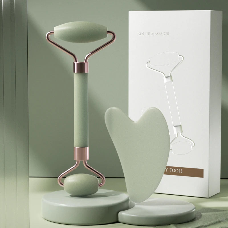 Face & Neck Massage Combo - Roller and Scraping Board