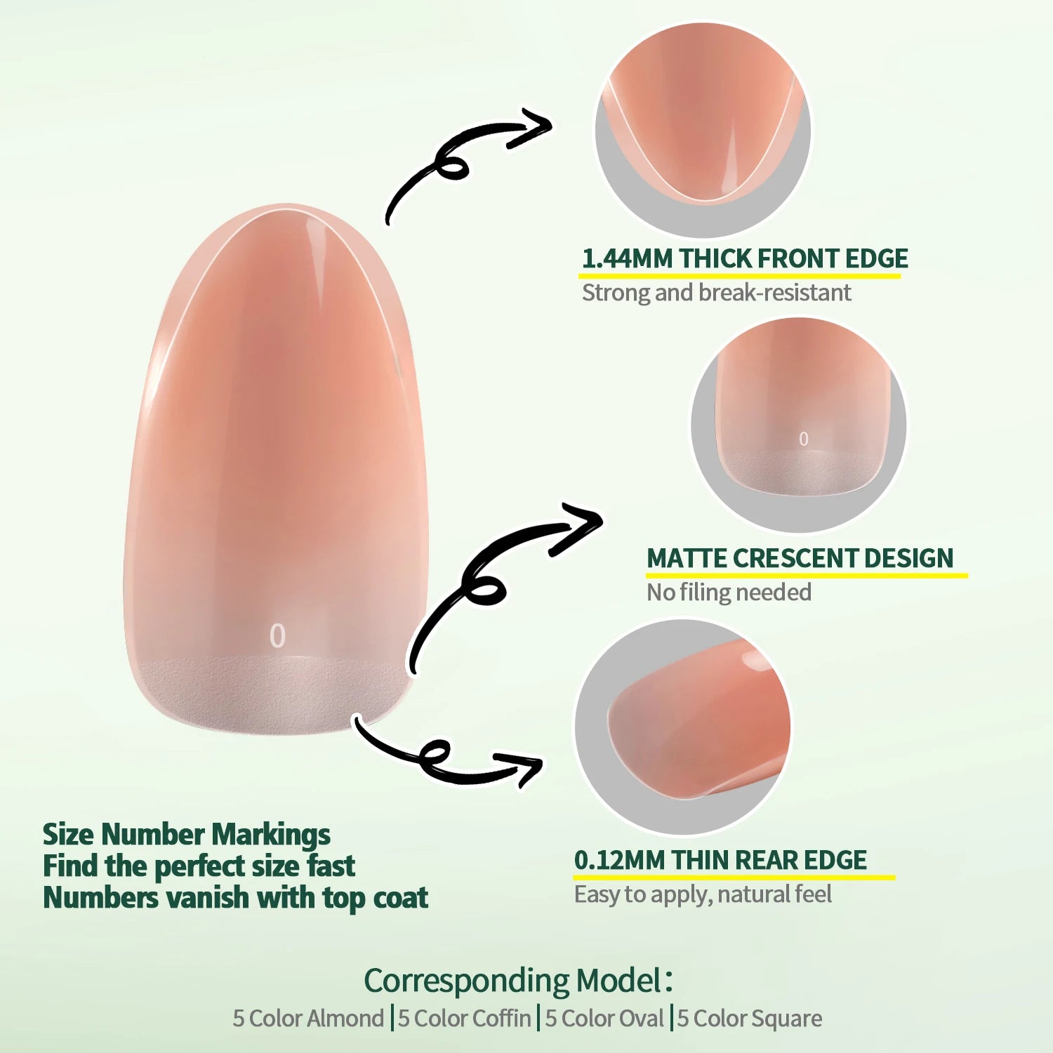 Sweet Dream 5-Colors 4-Shapes Nail Tips