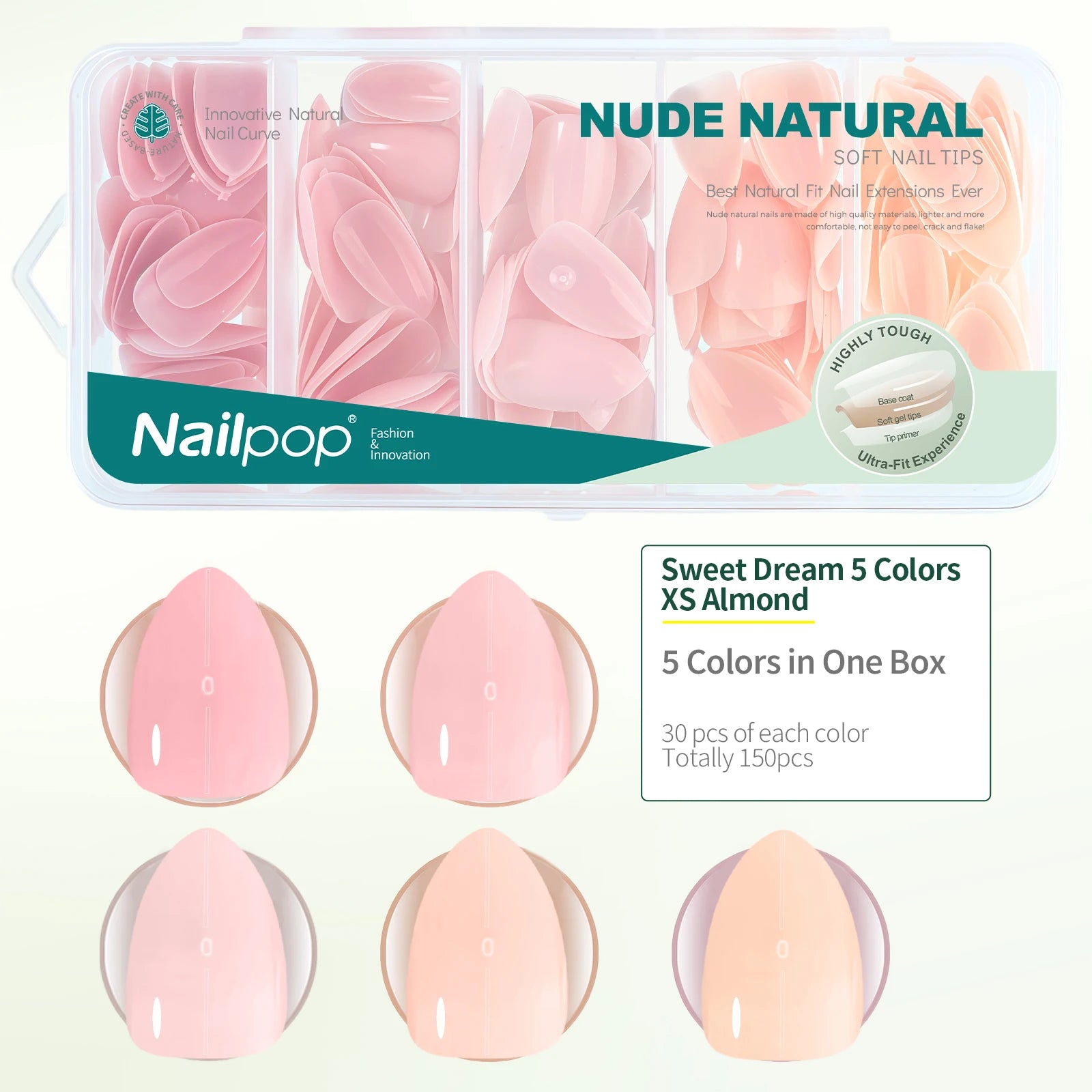 Sweet Dream 5-Colors 4-Shapes Nail Tips