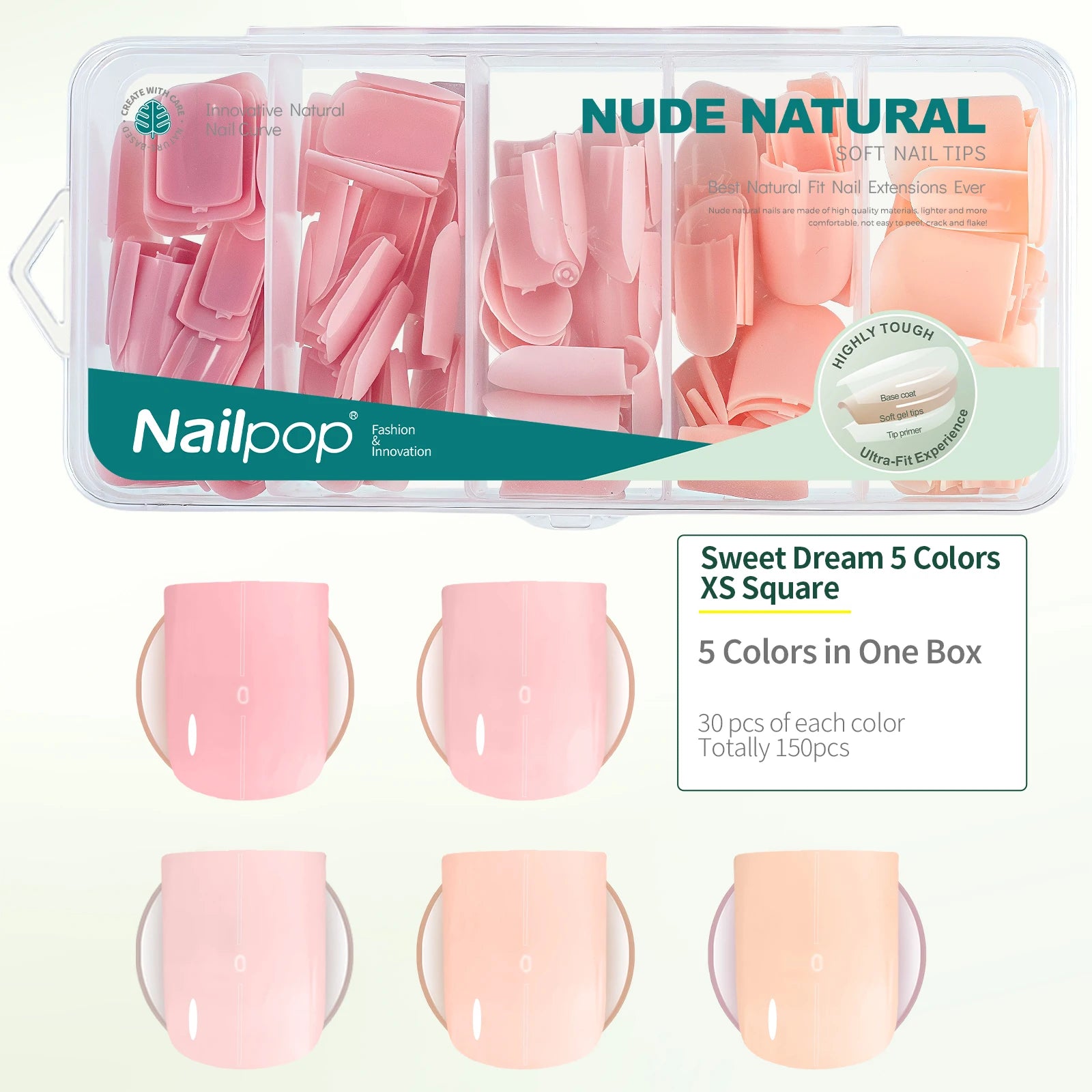 Sweet Dream 5-Colors 4-Shapes Nail Tips